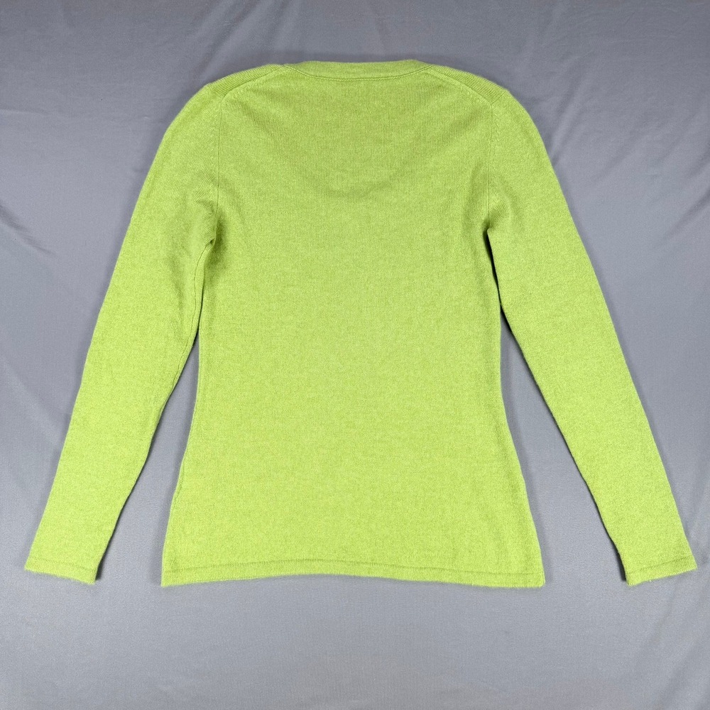 Madison Cashmere Womens M Lime Green Scoop Neck Sweater Long Sleeve Soft Luxury - Picture 6 of 7